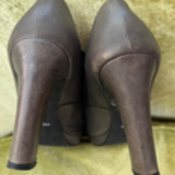 AGNES B Vintage Leather Block Heels, Sz. 10.5/41, Booties, Ribbon Laced, Gray - Picture 5 of 6